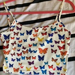 White Butterfly Crop Top